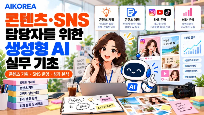 콘텐츠·SNS 담당자를 위한 생성형 AI 실무 기초 강의 썸네일